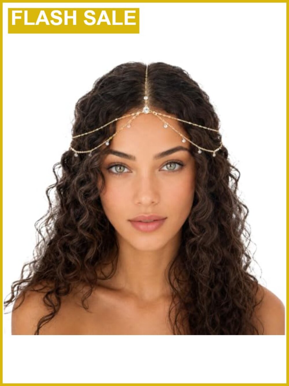 Gold Head Chain Rhinestone Headpiece Layered Tassel Hair Jewelry Women